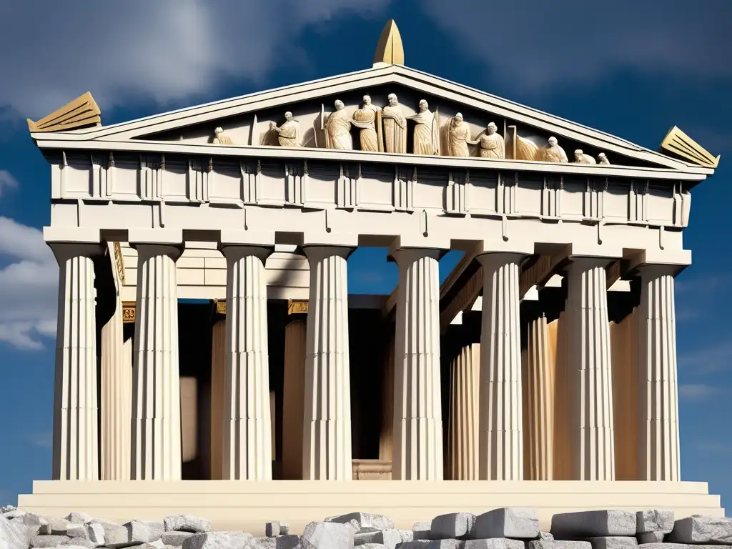 Parthenon, templo icónico dedicado a Atenea en Atenas, capturado con precisión fotorealista