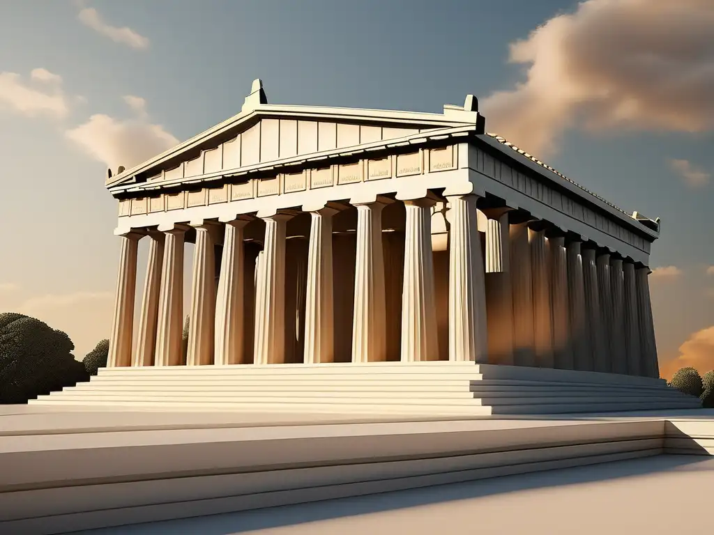 Influencia indoeuropea en Grecia: Parthenon en la puesta de sol, majestuoso templo griego