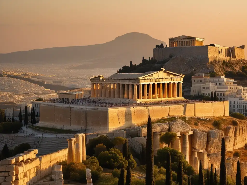 Parthenon en el atardecer: influencia festivales religiosos pensamiento filosófico