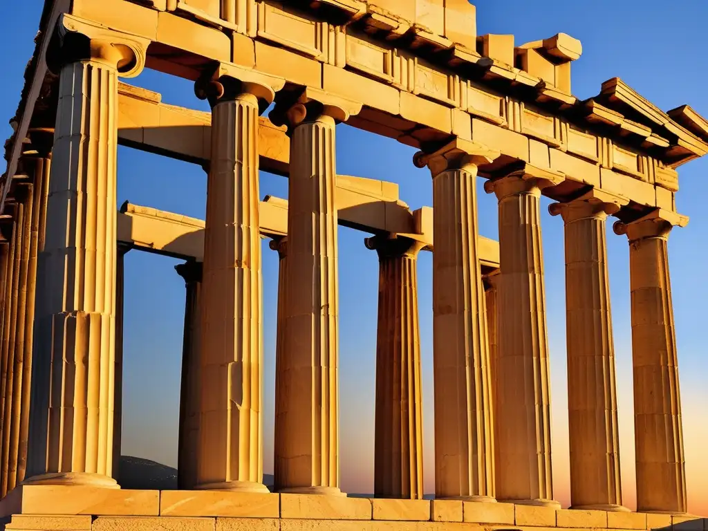 Influencia de la Antigua Grecia en la actualidad: Parthenon al atardecer, majestuoso símbolo de la civilización griega