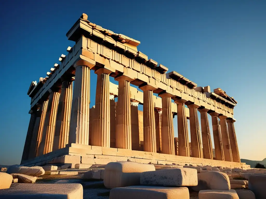 Influencia de las fábulas griegas en Occidente: Parthenon en la colina de la Acrópolis, Grecia