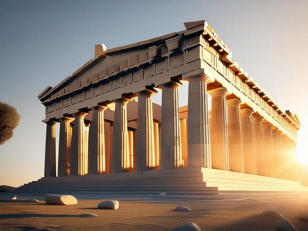 Parthenon de la arquitectura griega: Importancia del color y la grandiosidad en una imagen 8k