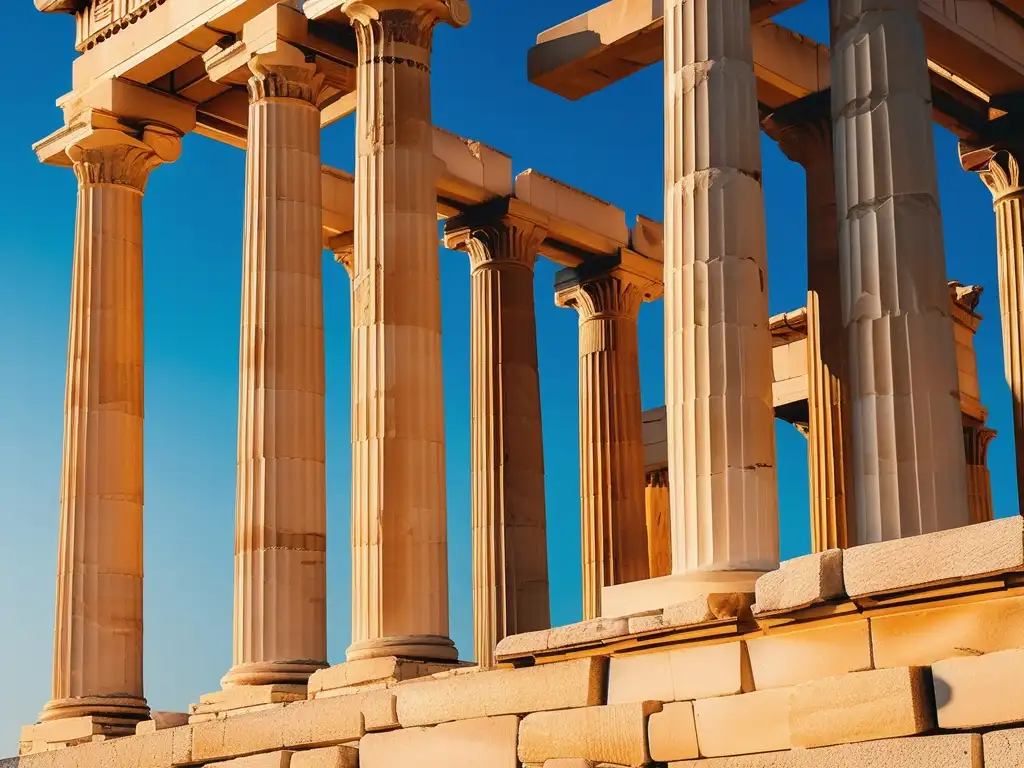 Influencia actual de Pericles en Occidente: Parthenon atardeciendo en Atenas, Grecia, muestra su belleza eterna y arquitectura griega