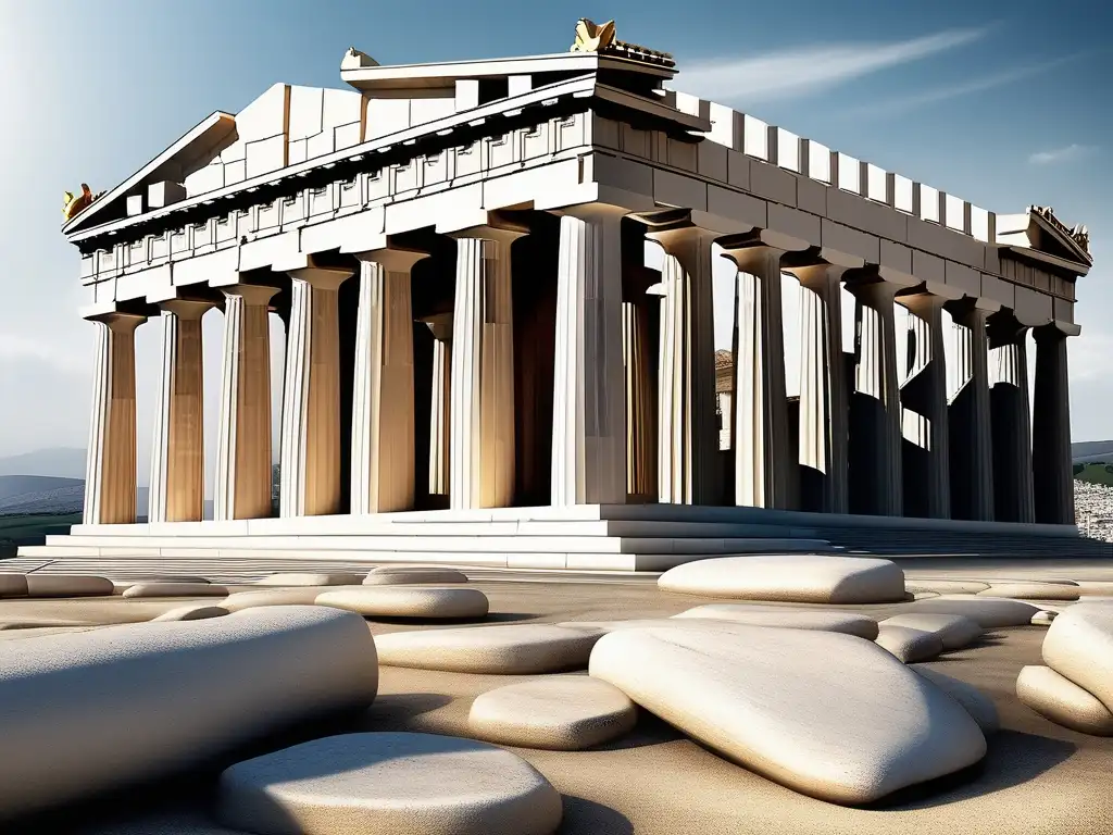 Monumento del Periodo Clásico en Grecia: Parthenon, gran detalle, arquitectura griega, legado histórico (110 caracteres)