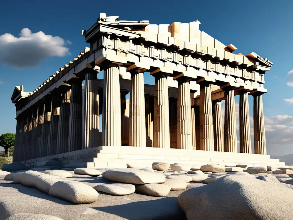 Historia y arquitectura del Partenón: Imagen detallada del icónico templo en la Acrópolis de Atenas, Grecia