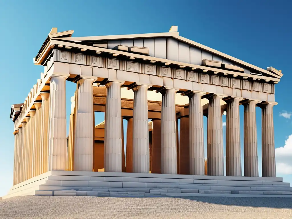 Templo icónico de Atenas, con detalles precisos y la presencia de los dioses venerados en Atenas antigua