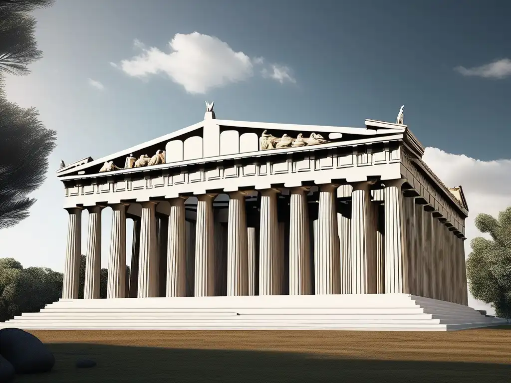 Importancia mármol Antigua Grecia: Parthenon, arquitectura griega icónica, detalles y elegancia, luz y sombra, influencia duradera