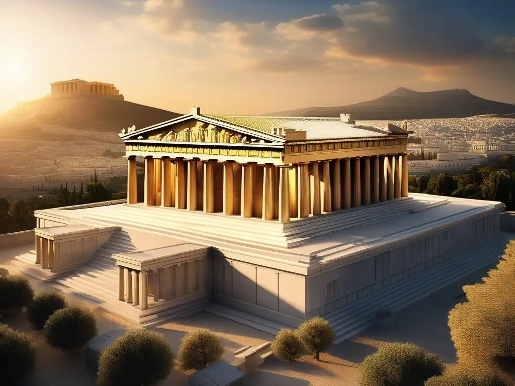 Influencia arte helenístico en Occidente: antigua Grecia, majestuoso Parthenon, arquitectura impresionante