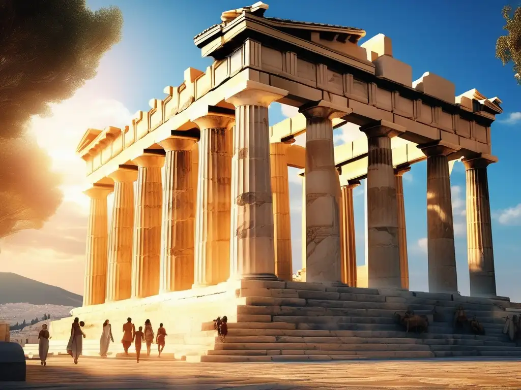 Vista impresionante del Parthenon en Atenas, resaltando la grandeza de la antigua Grecia