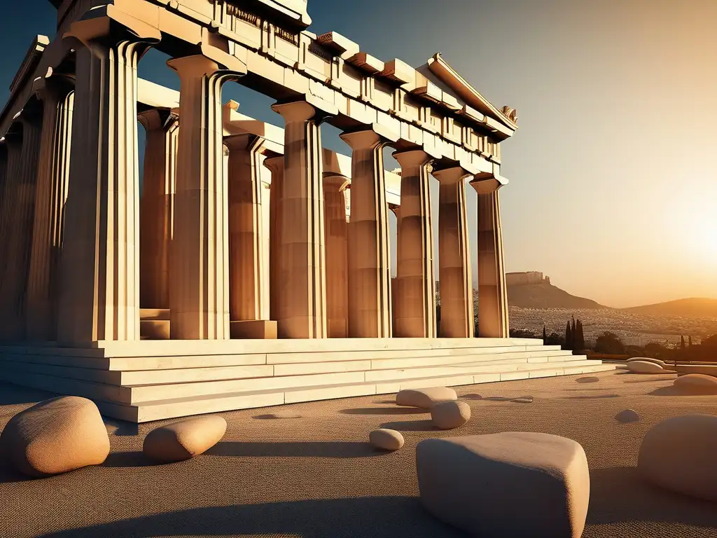 Parthenon, templo icónico en Atenas, Grecia, captura la grandiosidad y detalles de la antigua estructura