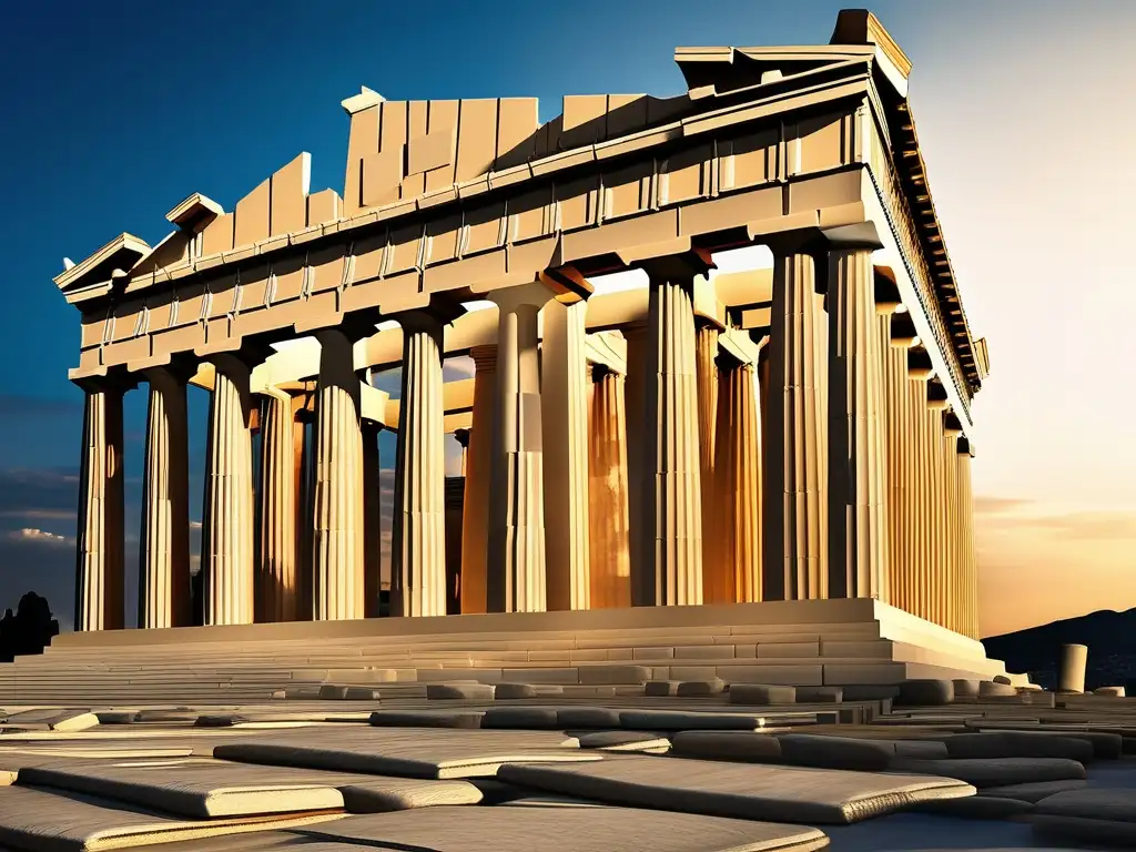 Vista impresionante del Parthenon, templo icónico de la antigua Grecia