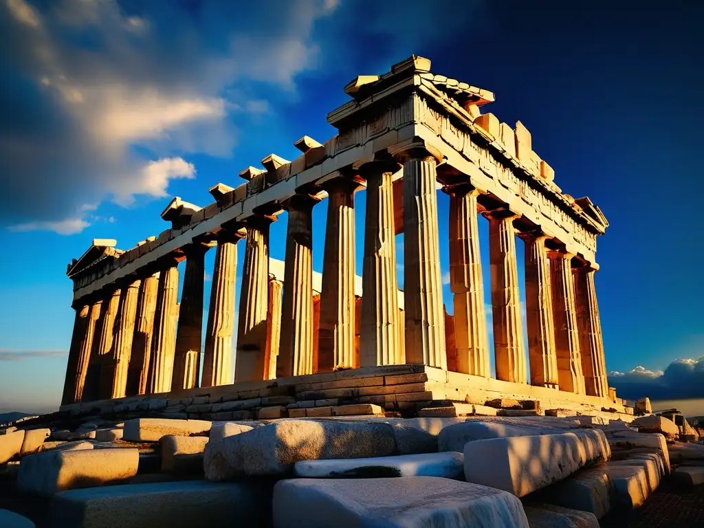 Historia y evolución del alfabeto griego en la majestuosa imagen del Parthenon en Atenas