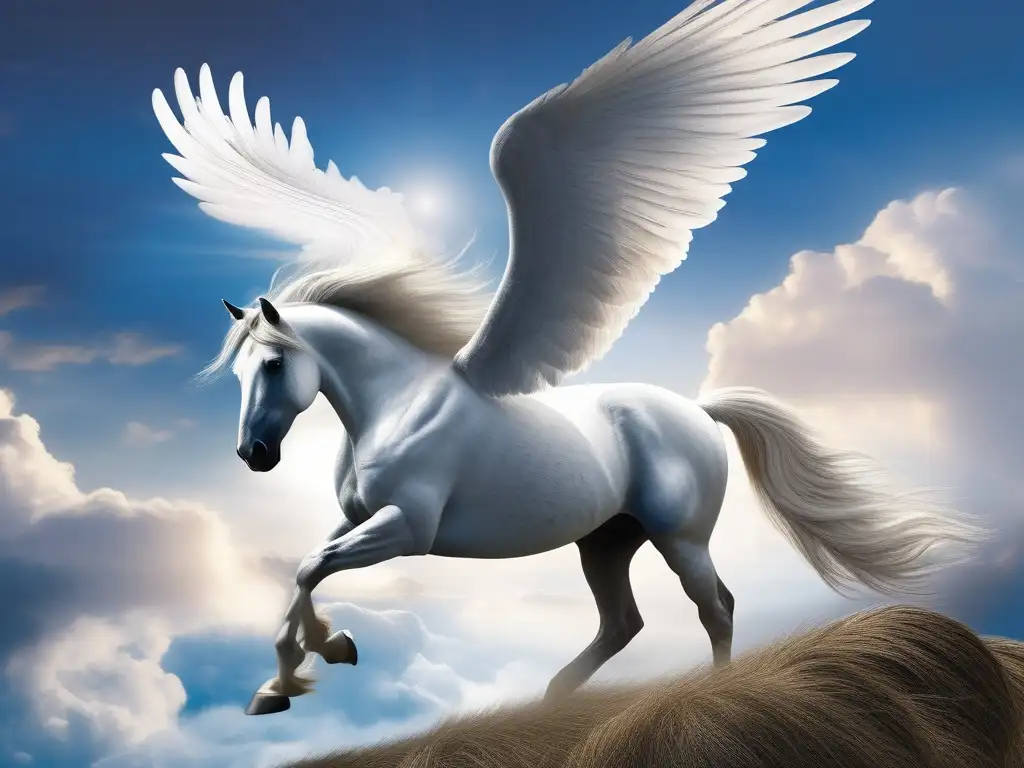 Pegaso, el majestuoso caballo alado de la mitología griega, en todo su esplendor