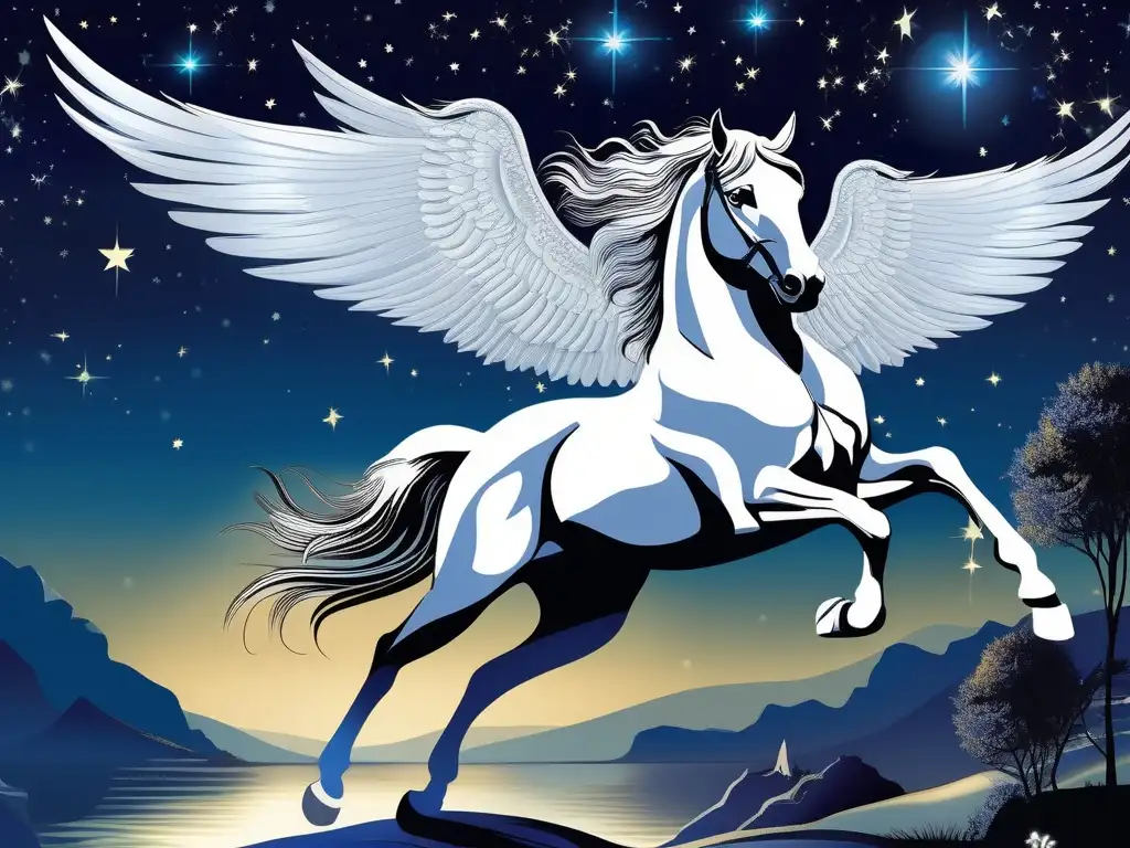 Pegaso y Perseo en escena mitológica - Relación mitológica Pegaso dioses