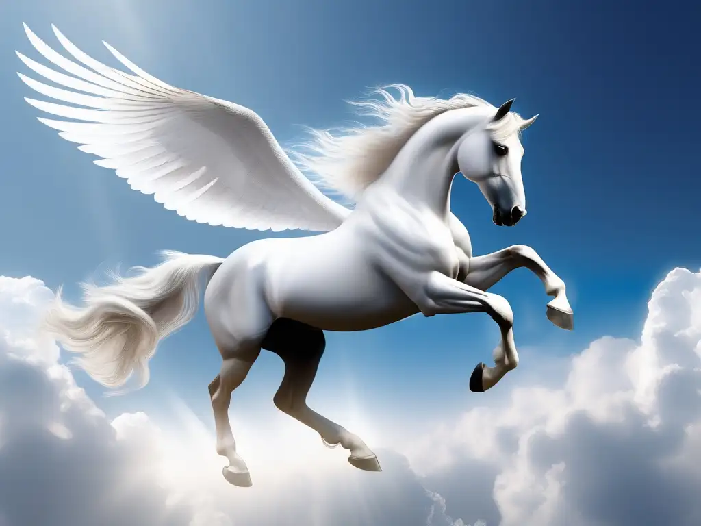 Pegasus, el caballo alado de la mitología griega, simboliza el significado y el simbolismo de los caballos alados