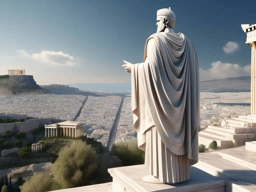 Pericles en la democracia ateniense: imagen de mármol en la Acropolis, símbolo de influencia y liderazgo