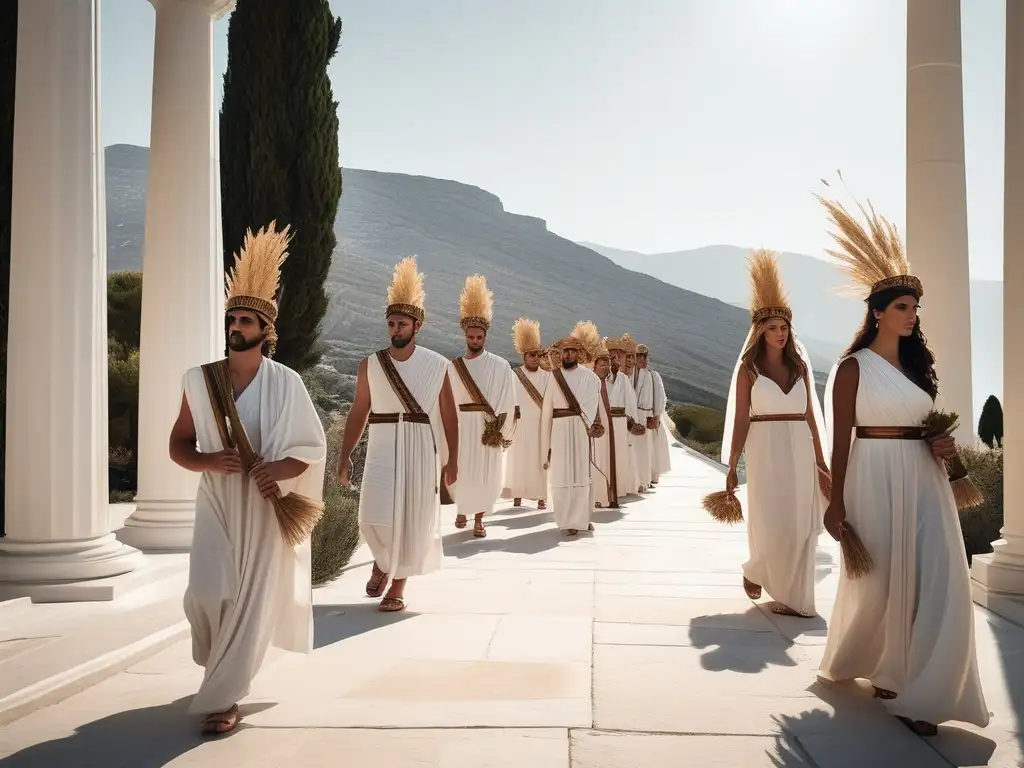 Procesión moderna inspirada en rituales antiguos de Grecia