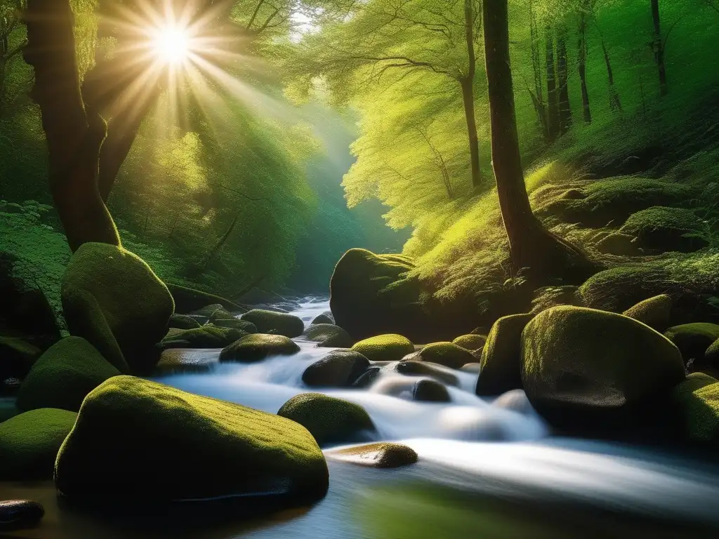 Río sereno en bosque, reflejo de la filosofía del cambio constante en Heraclito