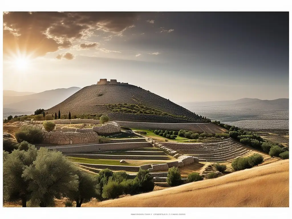 Influencia cultural de Argos y Micenas en Grecia, ruinas antiguas y paisaje pintoresco en la Peloponeso