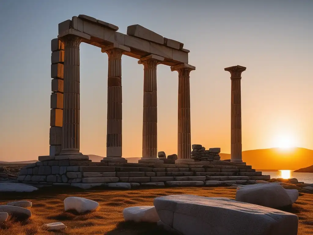 Ruinas de Delos al atardecer: Importancia de la arquitectura en Delos