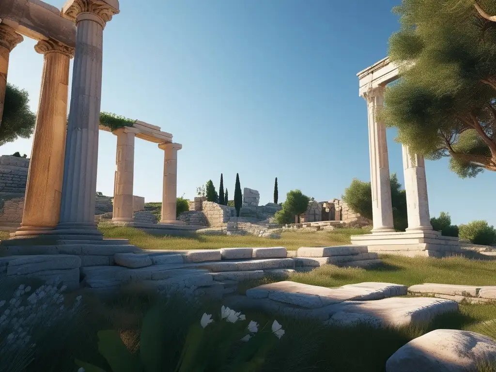 Rituales de fertilidad en la antigua Grecia: ruinas del santuario de Eleusis, majestuosidad y belleza en una imagen