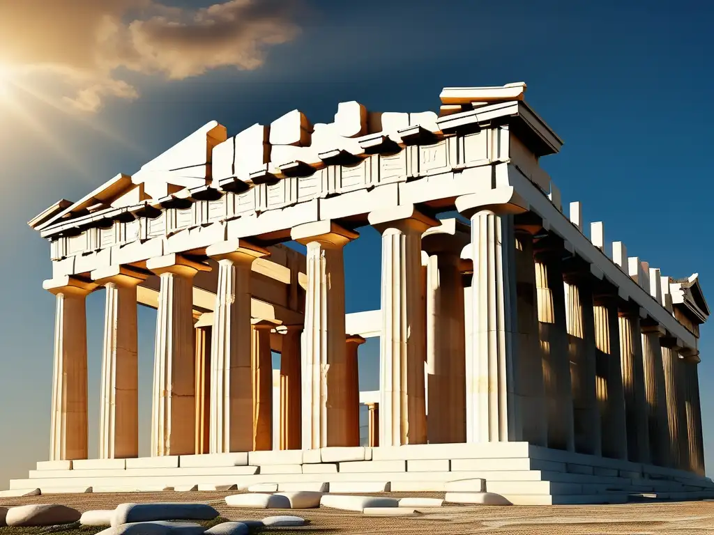 Influencia del eleatismo en Grecia: Parthenon, ruinas majestuosas, arquitectura antigua, belleza eterna