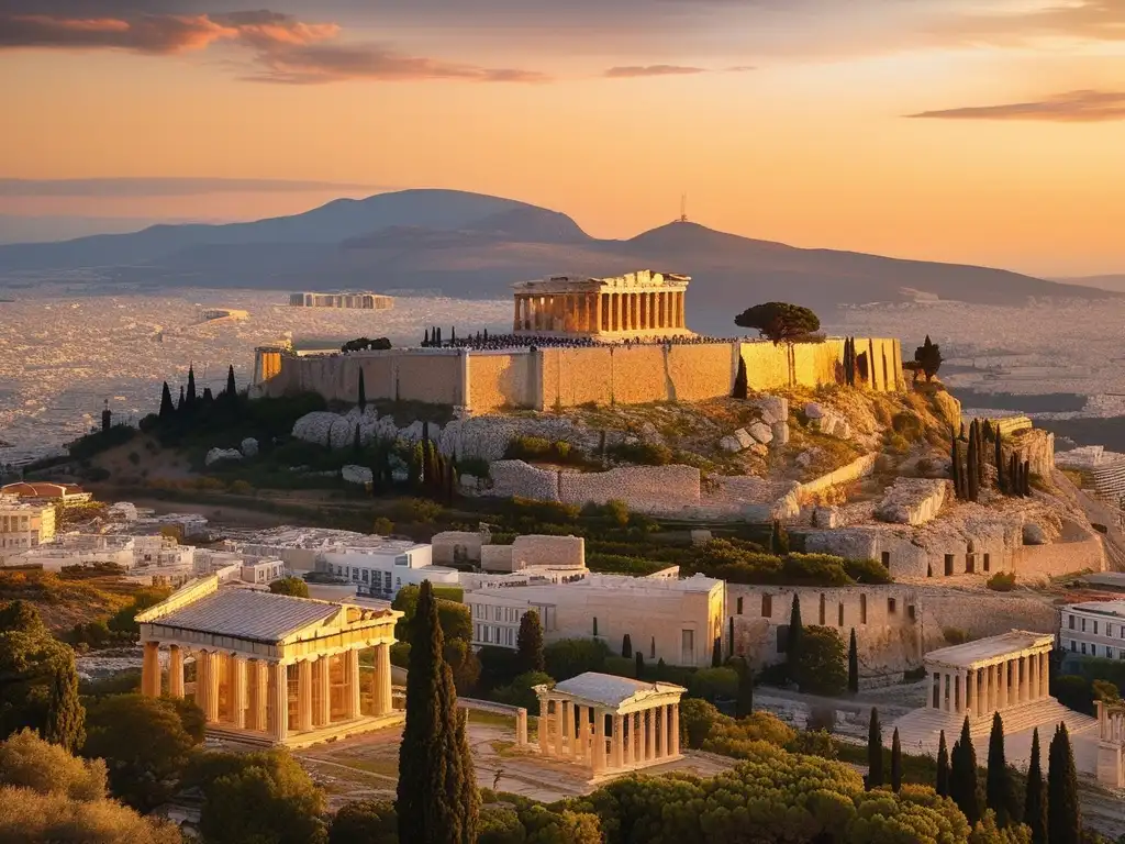 Ruinas de la antigua Atenas con la majestuosidad de la Acropolis y el Parthenon, legado de las dinastías antiguas