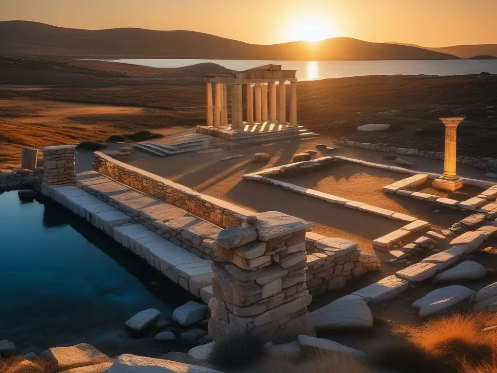 Historia virtual de las ruinas de Delos, majestuosas y vívidas en 8k