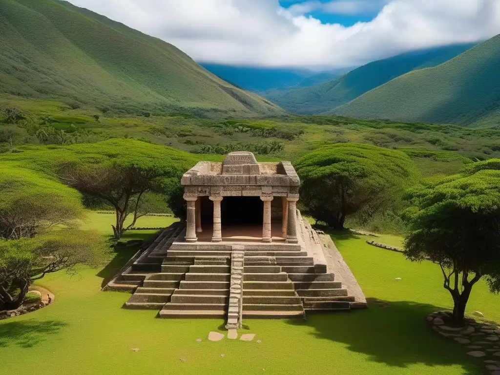 Santuario de Pan en Atenas: Dios de la naturaleza y pastores - Imagen detallada de un antiguo santuario rodeado de vegetación y objetos religiosos