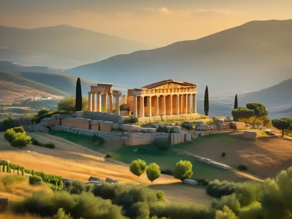 Ruinas antiguas de Esparta en el Peloponeso: Temple of Artemis, paisaje pintoresco, historia y belleza arquitectónica