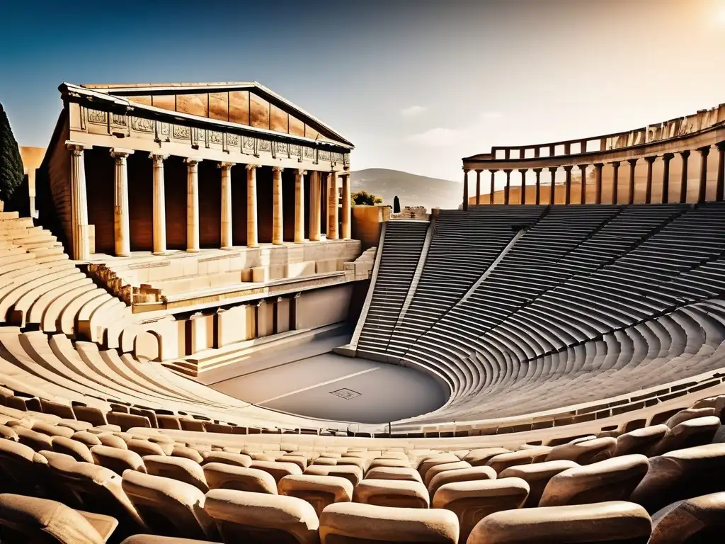 Teatro griego antiguo: Trascendencia y belleza arquitectónica en imagen fotorealista