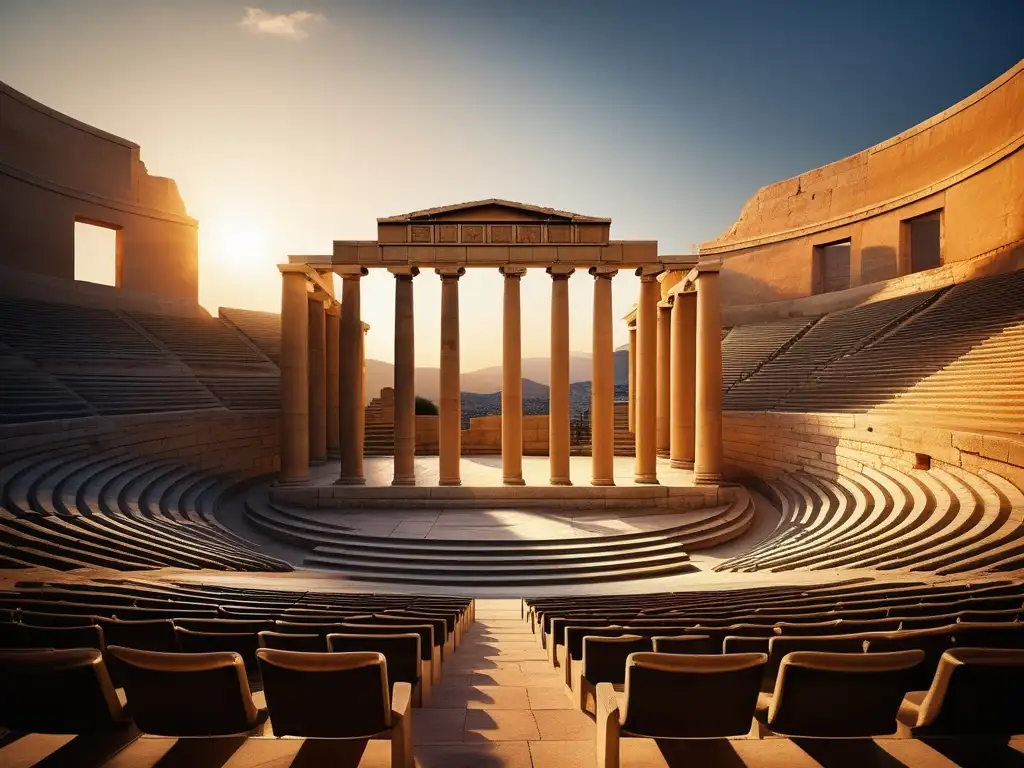 Trascendencia del teatro griego antiguo en la puesta de sol dorada