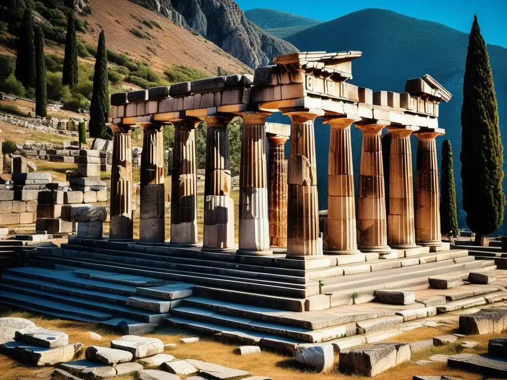 Majestuosidad del Templo de Apolo en el Oráculo de Delfos, Grecia