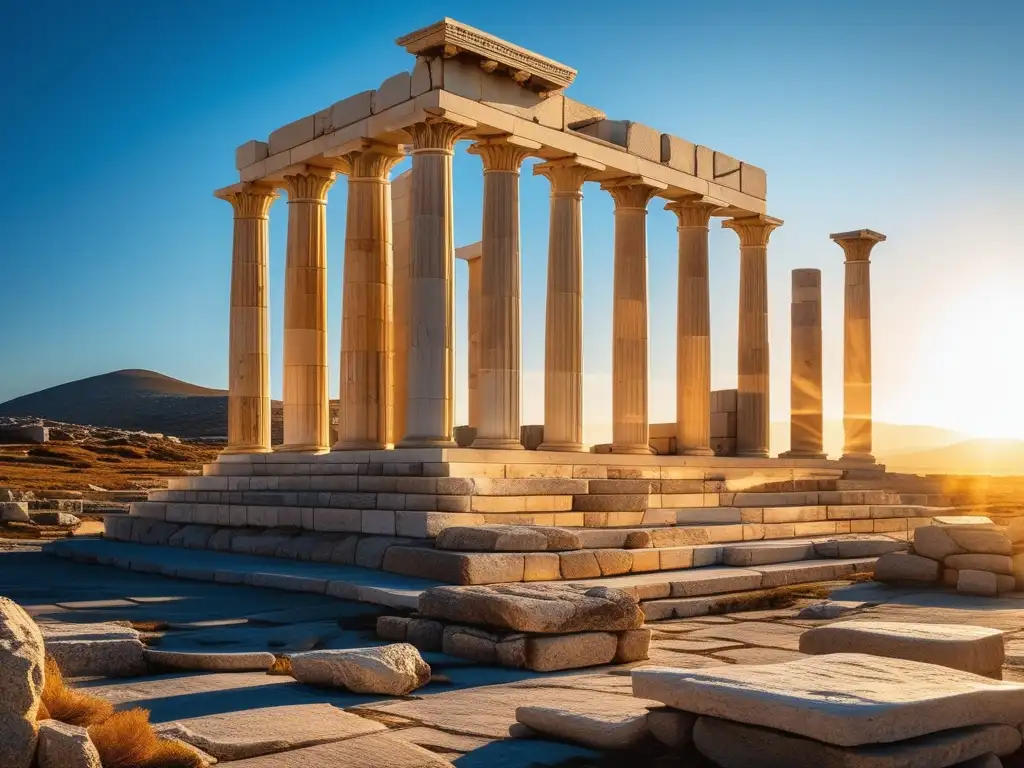 Secretos arqueológicos de Delos revelados: Templo de mármol preservado, columnas imponentes, murallas en ruinas y belleza natural