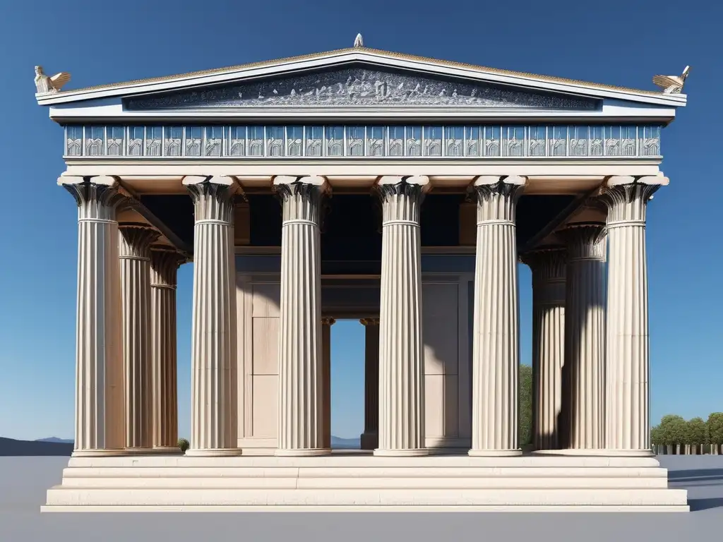 Arquitectura del Templo de Zeus en Olimpia, majestuosamente detallada en imagen 8K