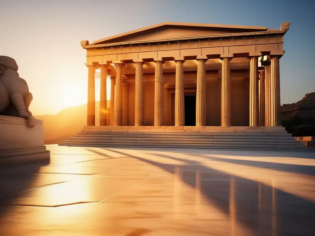 Templo griego al atardecer: Sectas misteriosas Grecia Clásica