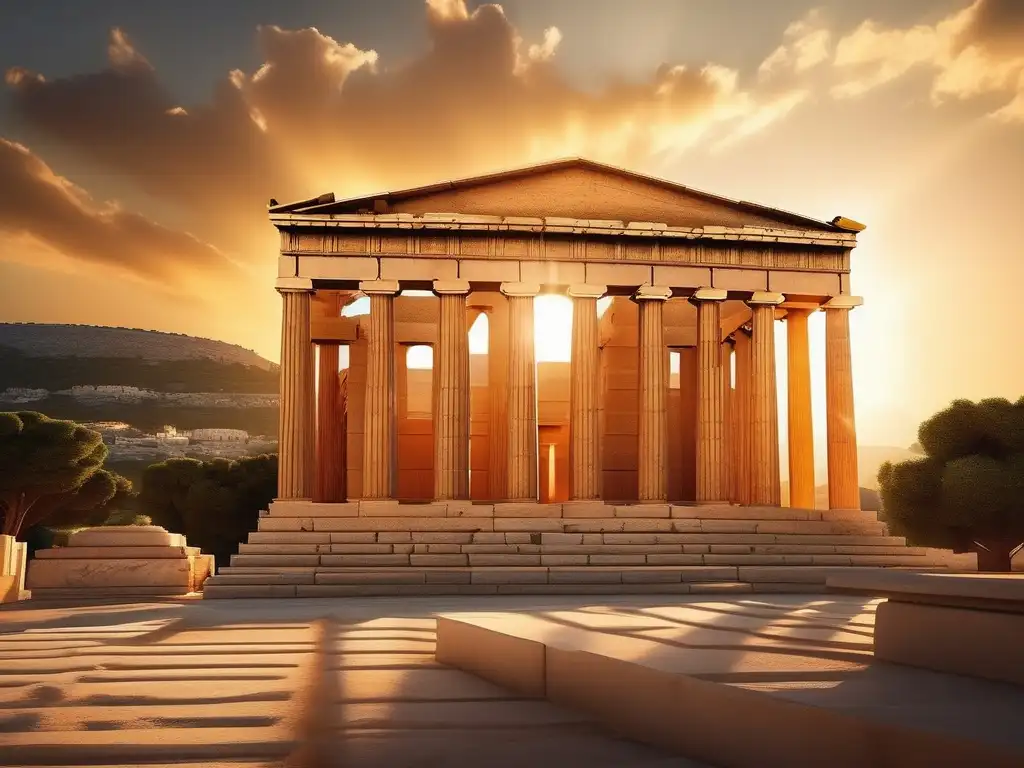 Maravilla arquitectónica de la antigua Grecia: Templo en construcción con detalles impresionantes y belleza natural