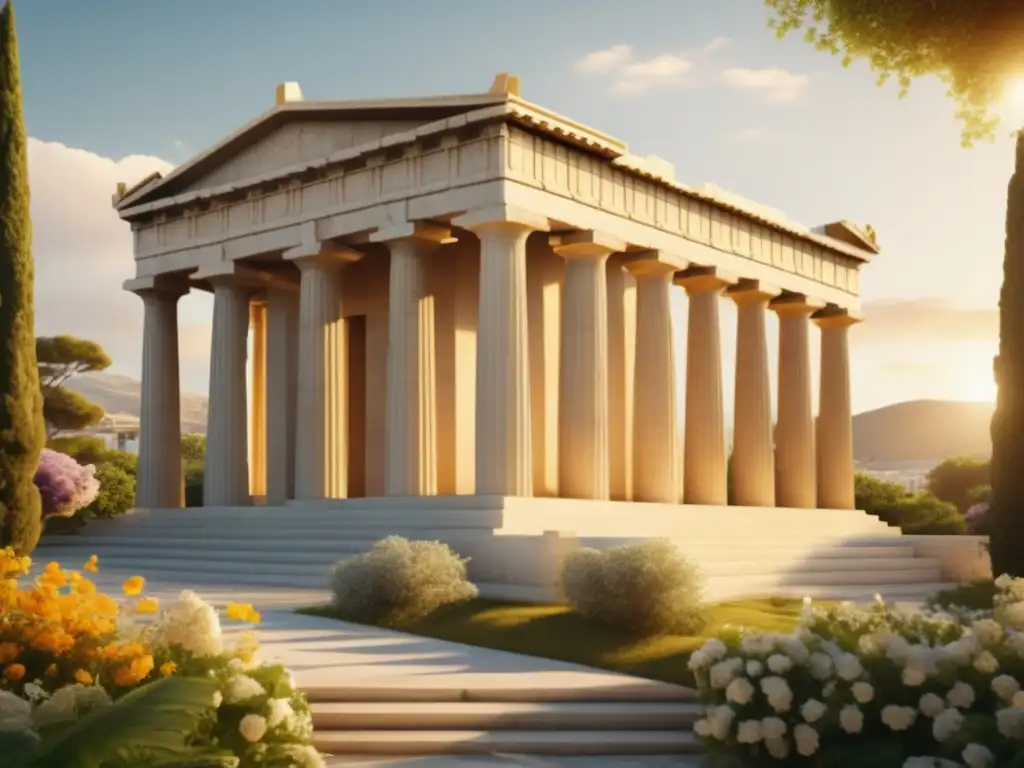 Templo griego y música en festivales religiosos de la Antigua Grecia