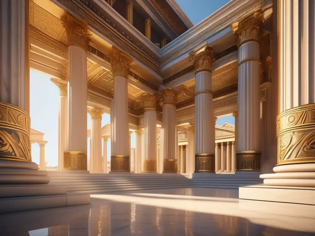 Interior del antiguo templo griego: significado económico en la Antigua Grecia
