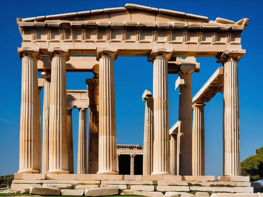 Poder curativo templos griegos antiguos - Majestuoso templo griego dedicado a Asclepio y Hygieia, dioses de la medicina y salud