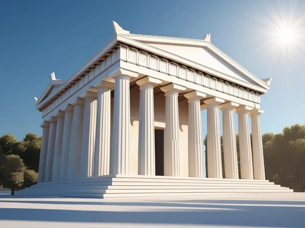 Diseño y construcción del templo griego antiguo - Elegancia y belleza eterna en mármol blanco