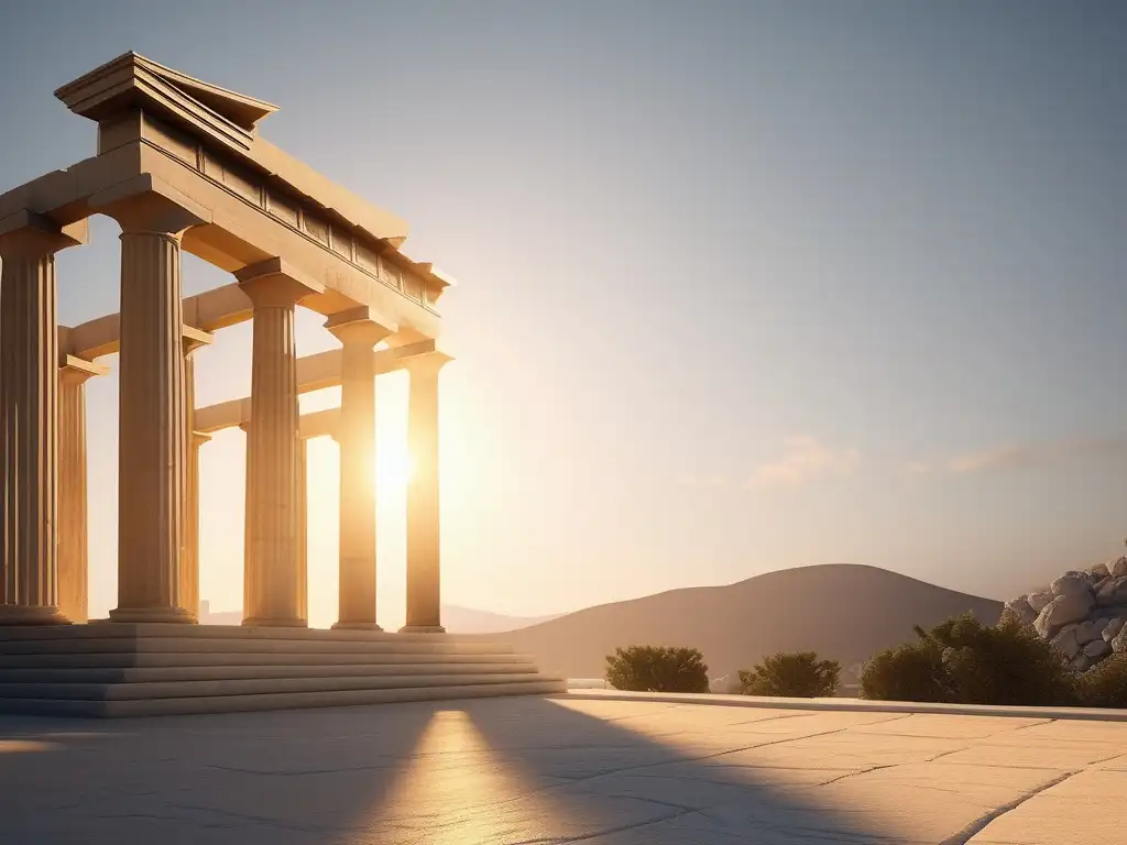 Templo griego en paisaje sereno: Religión en la Antigua Grecia: Periodo Arcaico