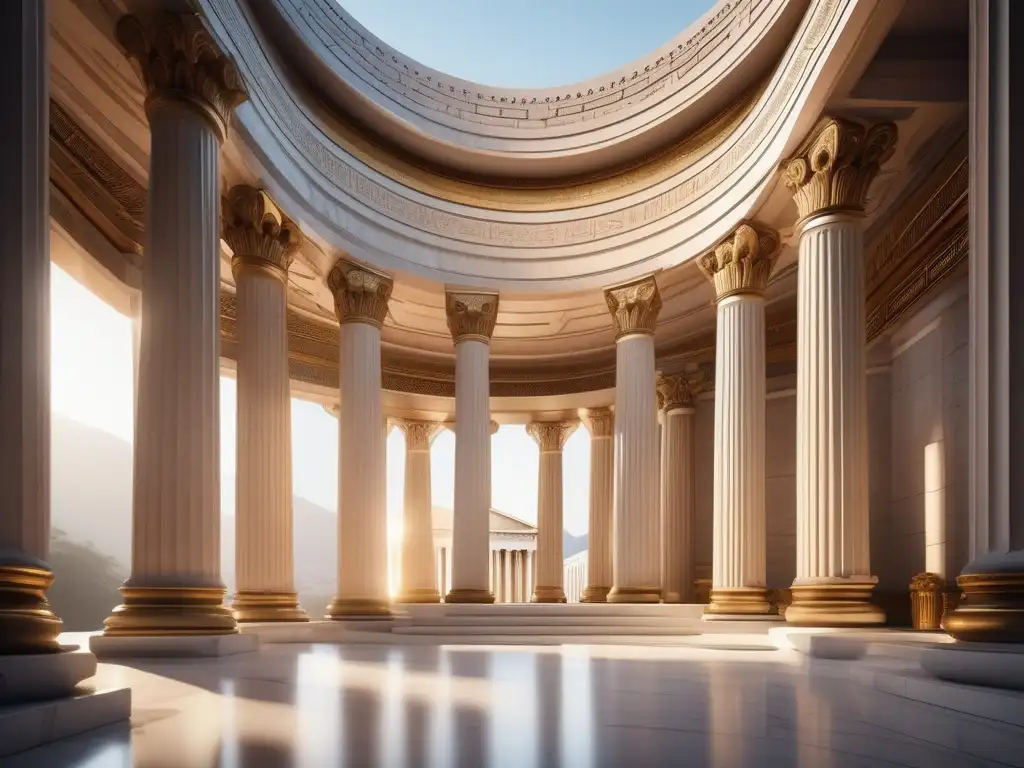 Interior majestuoso del templo griego dedicado a las Diosas de la salud y curación