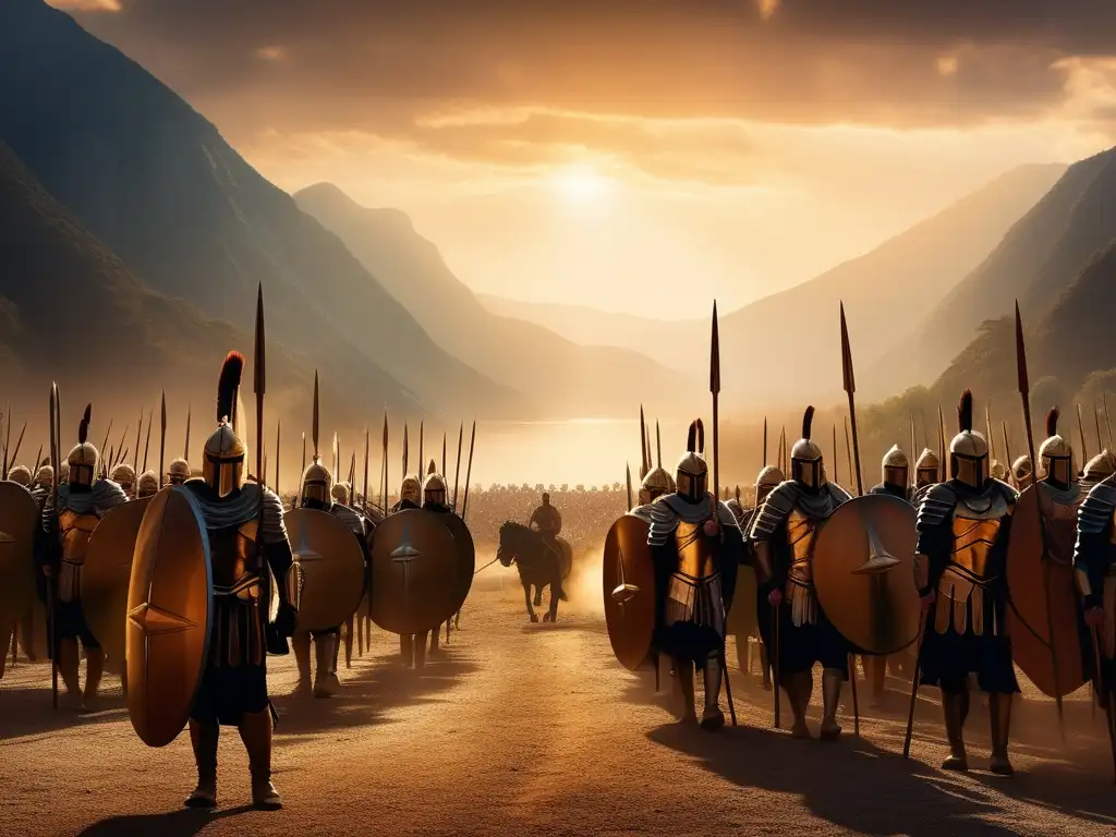 The image shows Spartan warriors at Thermopylae, facing the Persian army