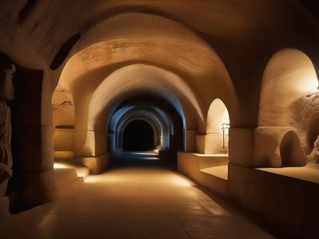 Tesoros ocultos colonia Siracusa Sicilia: Intrincados frescos y esculpidos de piedra en las catacumbas, revelan la esencia mística bajo una luz etérea