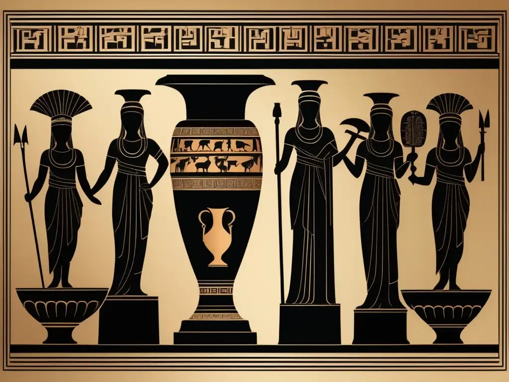 Vaso funerario griego con escenas míticas de la Antigua Grecia (Prácticas funerarias mágicas Antigua Grecia)