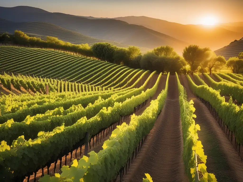 Vino griego: Viñedo en Grecia al atardecer, detalle y tradición