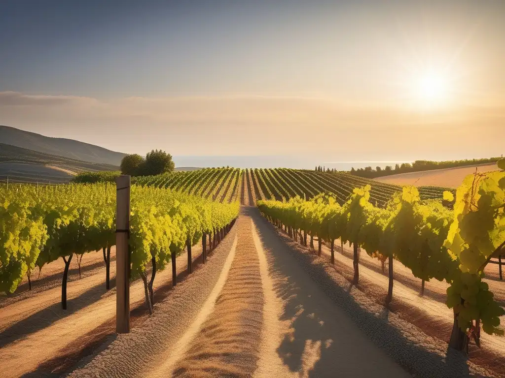 Lush vineyard in ancient Greece, showcasing the history and varieties of Greek wine